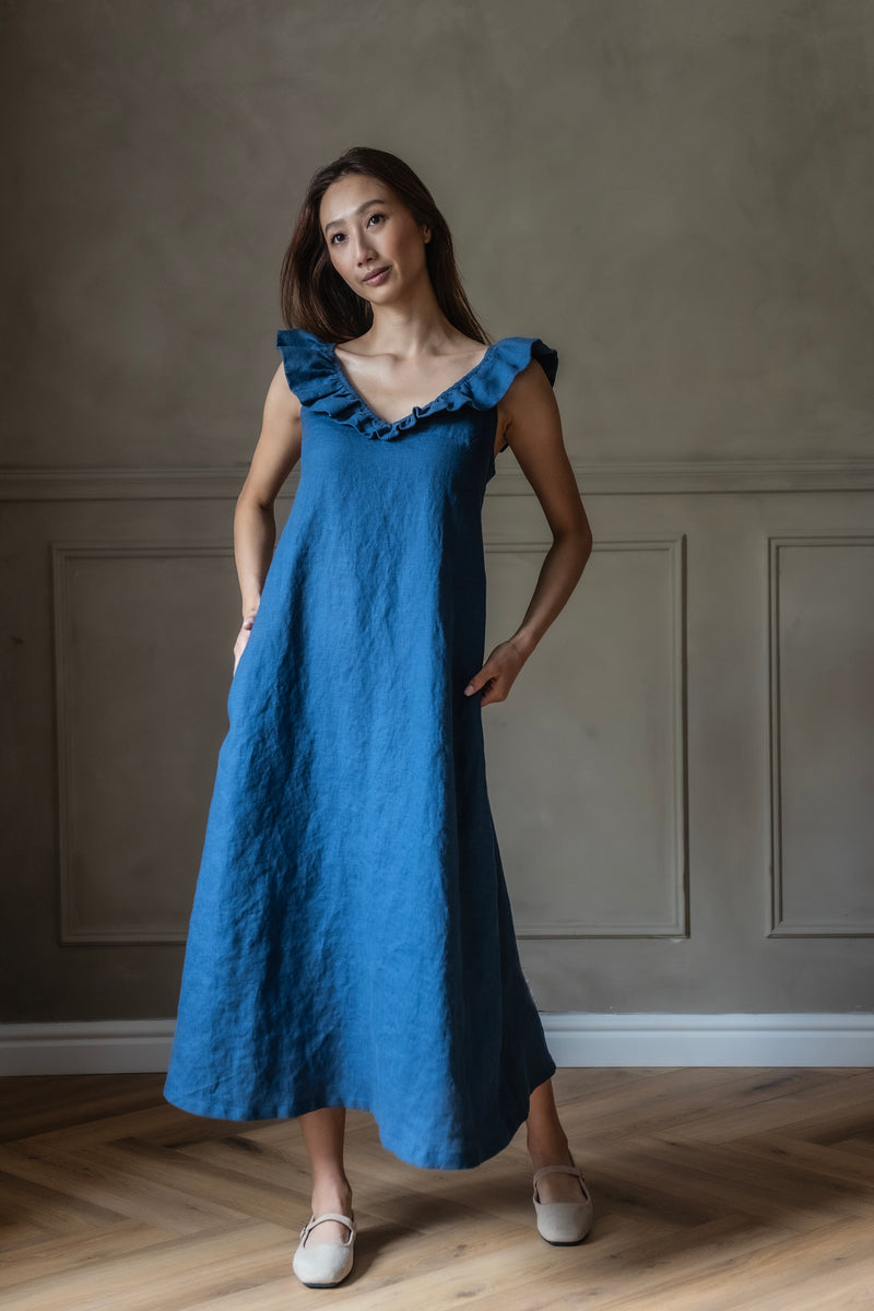 cotton and linen ruffled chest strap dress Ruffle Straps Dress: GAIA – Linen Fairytales Color:YELLOW Bandeau Premium Lace Bodycon Model Height lace top bridesmaid dresses