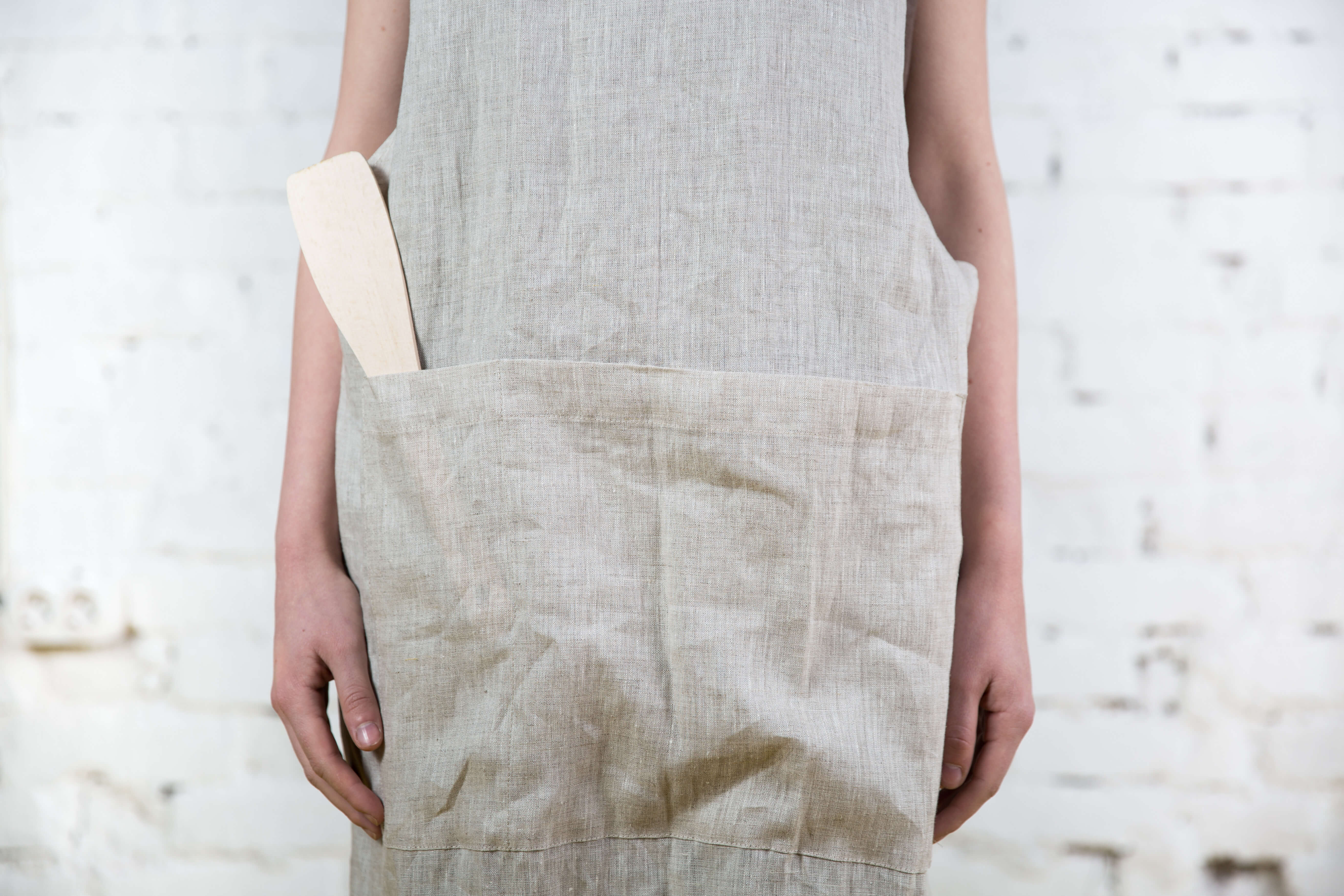Natural Beige Linen Apron CHEF AT HOME