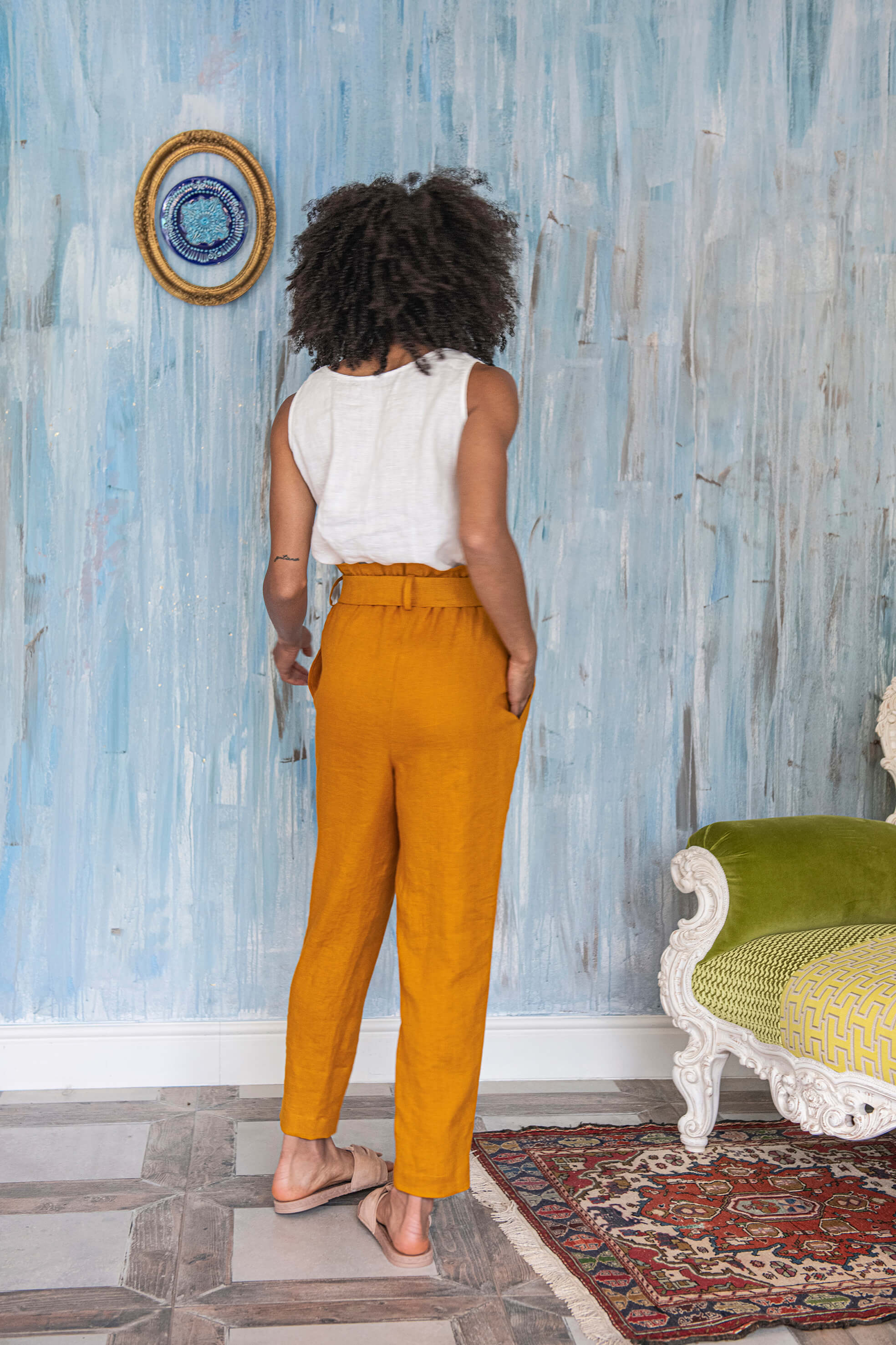 Saffron Linen Pants Alexa