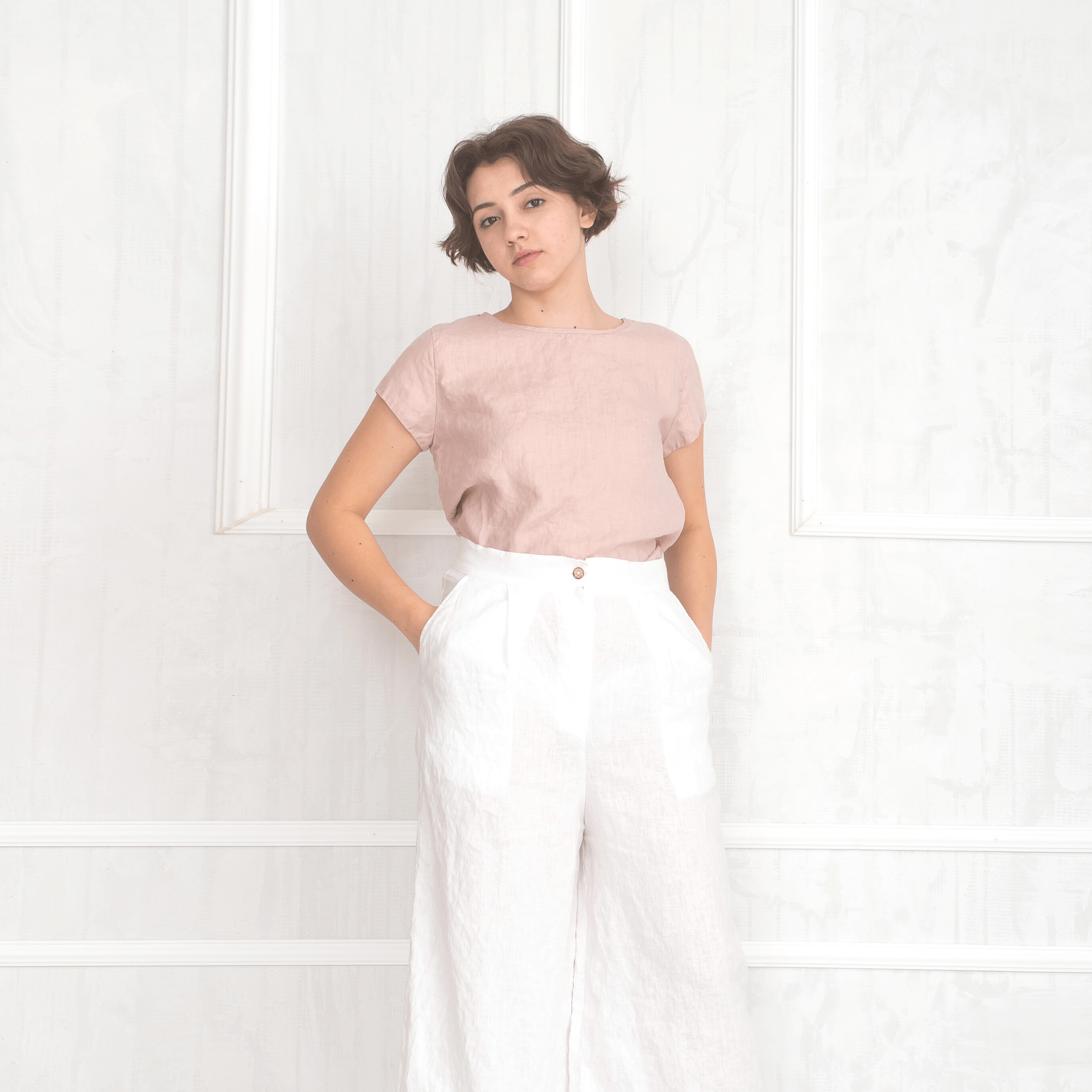 Linen Top MARION in Ashes of Rose