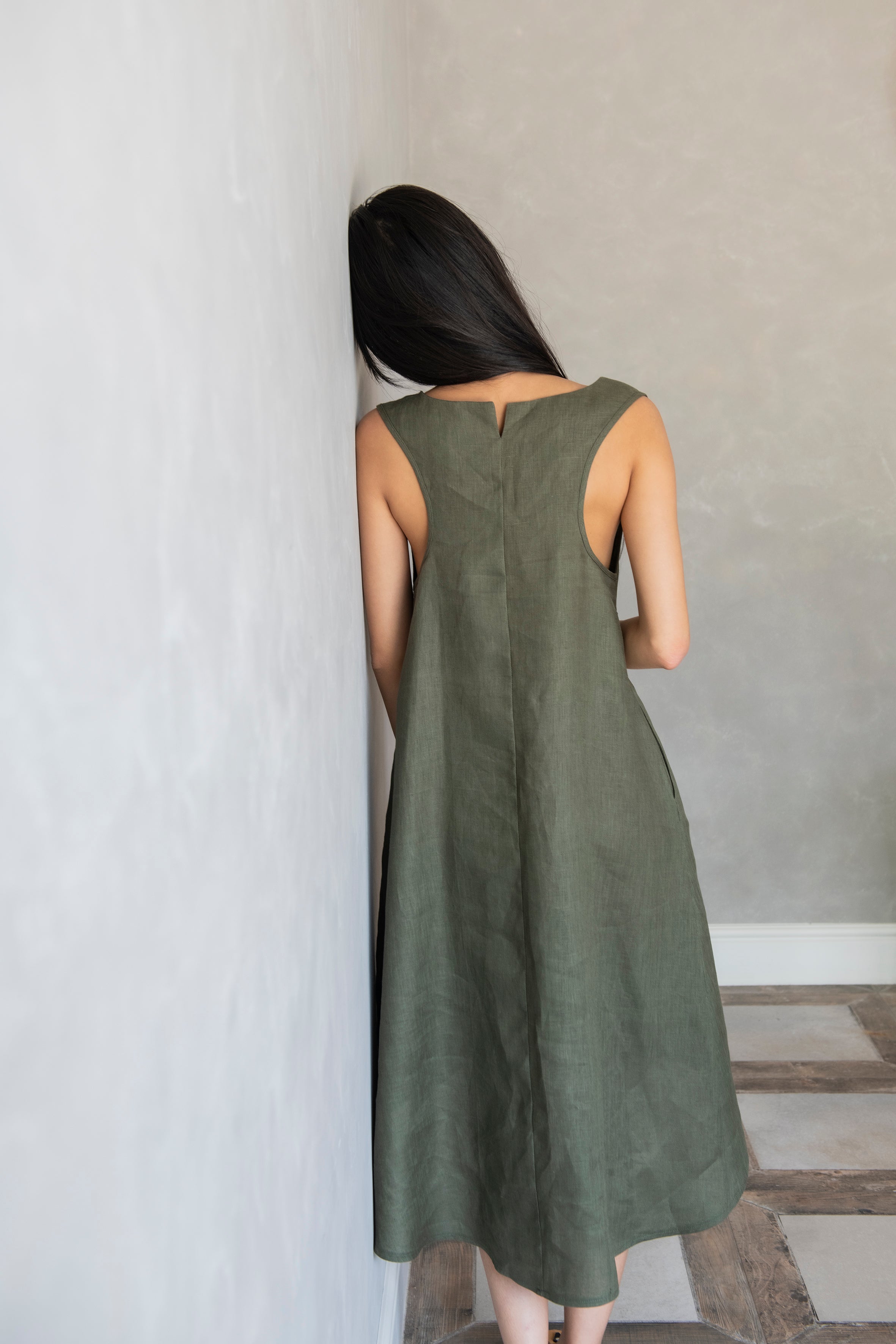 Linen Asymmetrical Racerback Dress : CHARLOTTE – Linen Fairytales