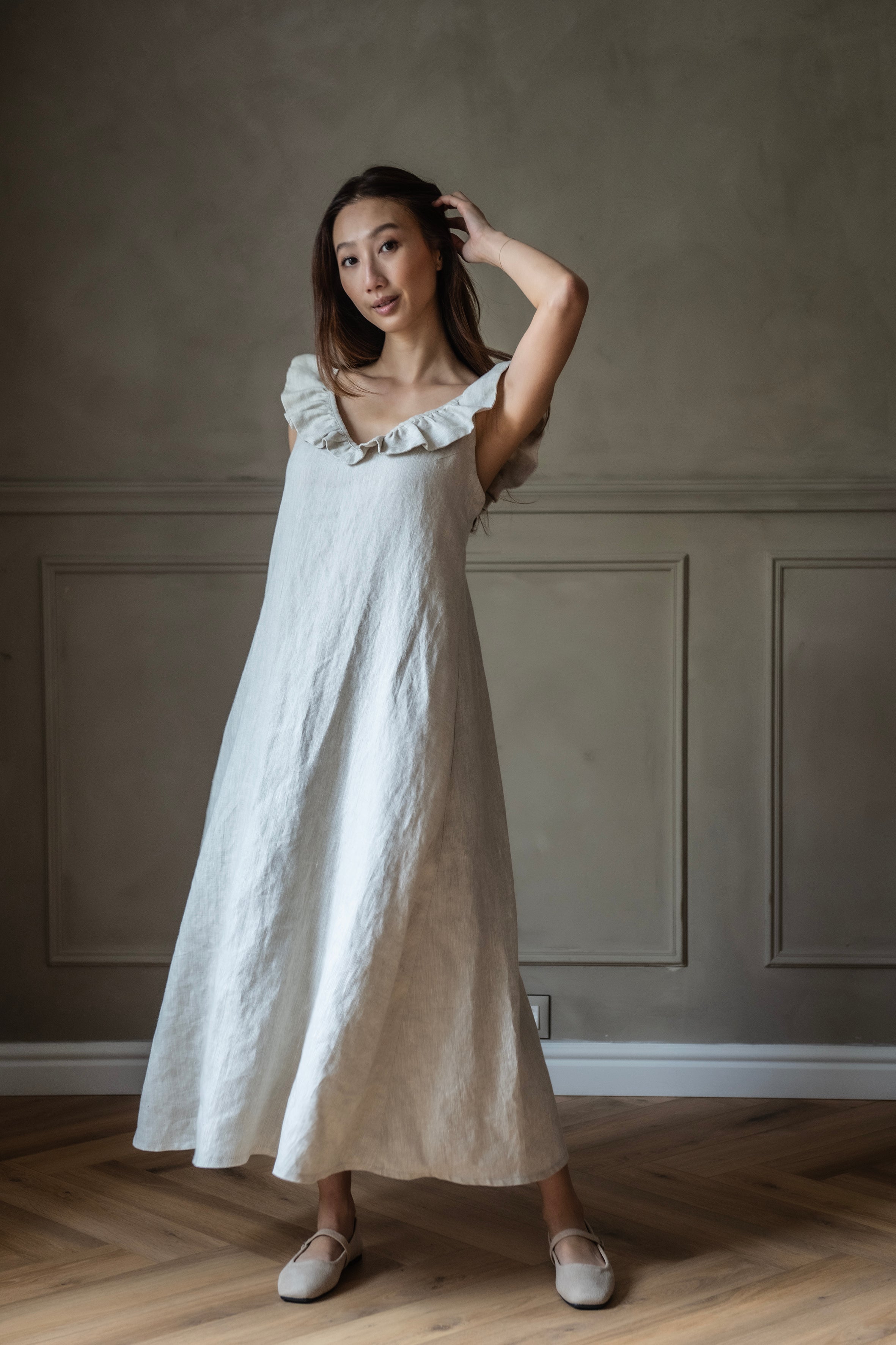 Summer Ruffle Linen Dress: GAIA – Linen Fairytales