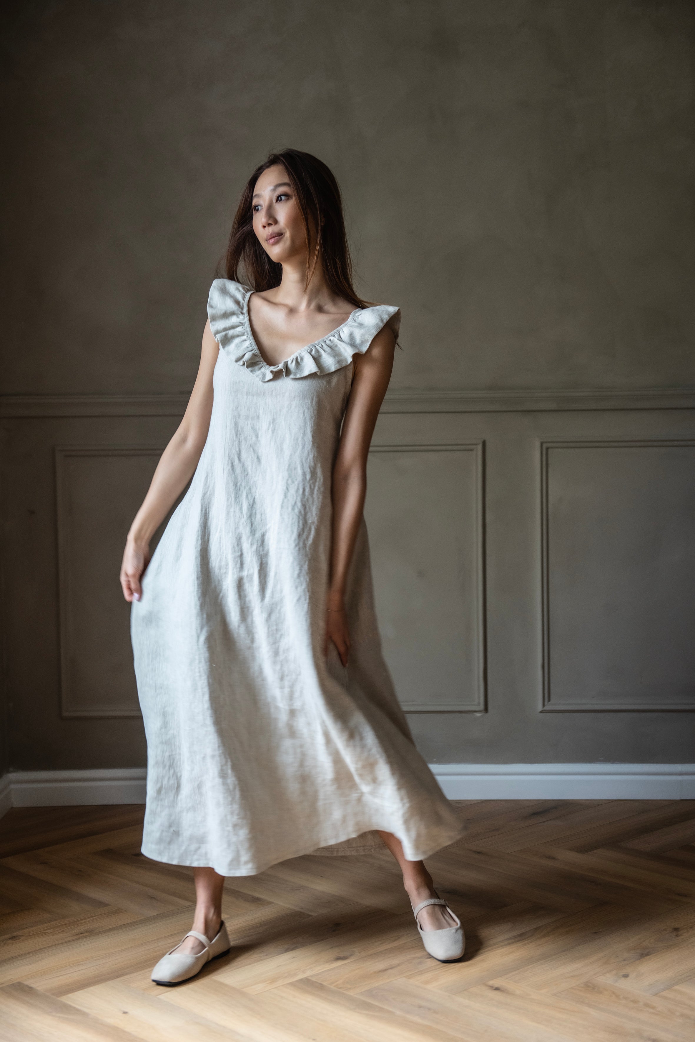 Summer Ruffle Linen Dress: GAIA – Linen Fairytales