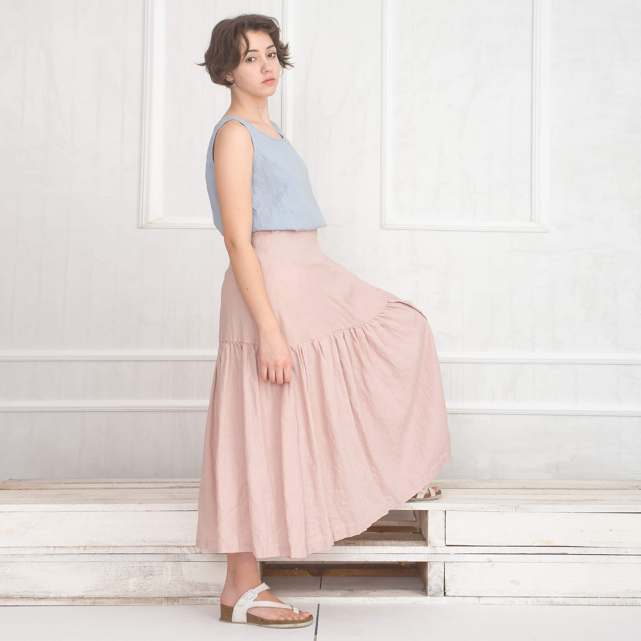 Ashes of Rose Linen Maxi Skirt MELODY