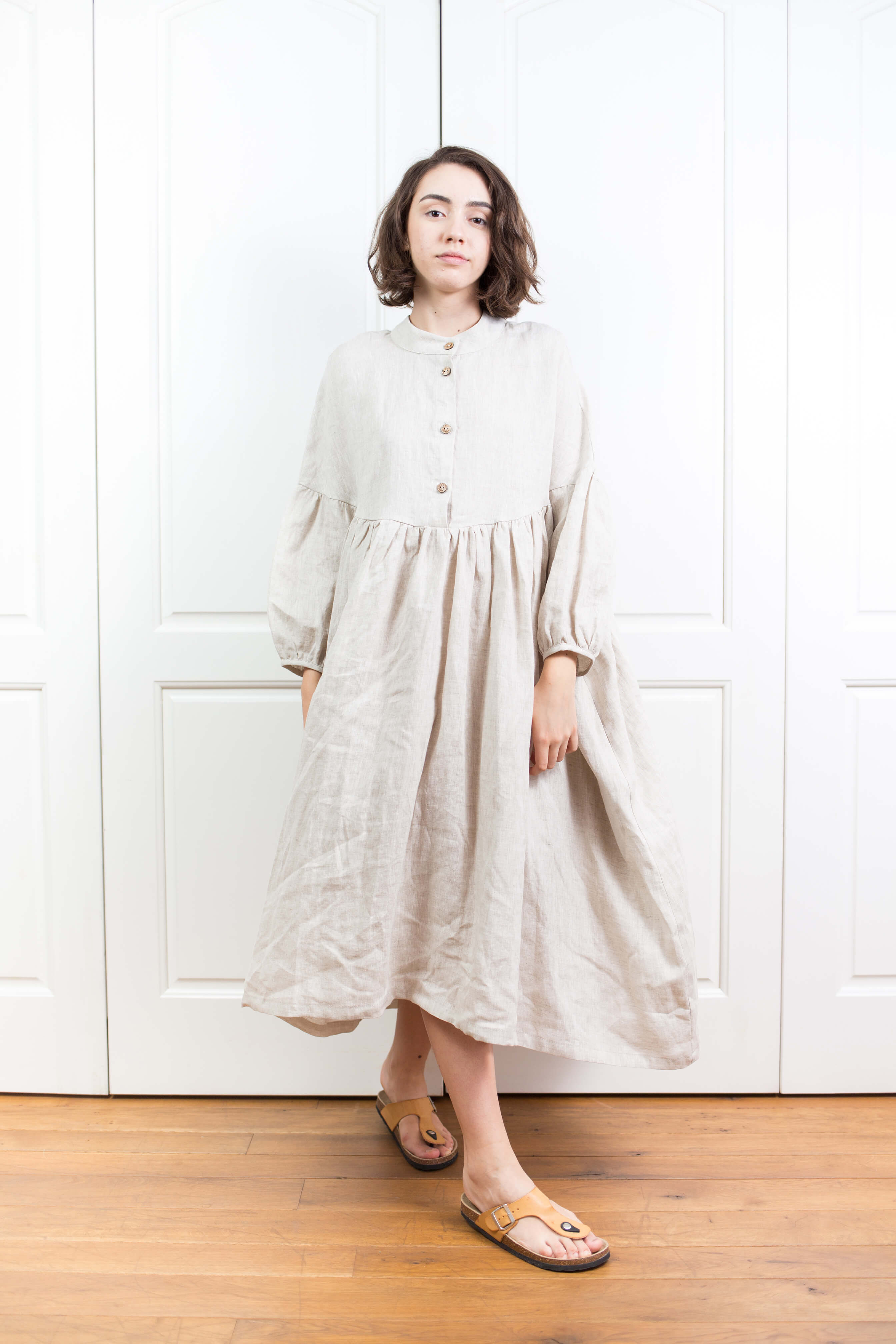 Natural Beige Linen Maxi Dress FAIRY