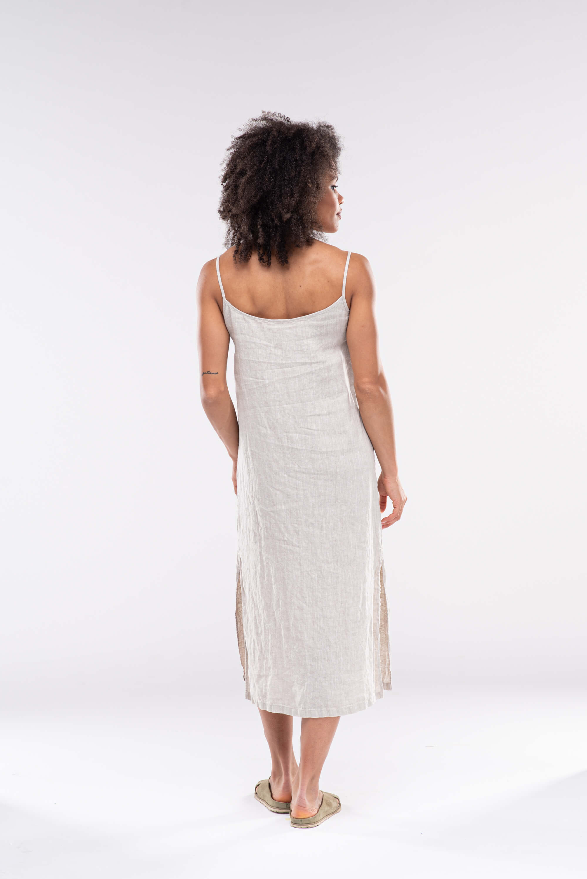Natural Beige Linen Maxi Dress KIARA