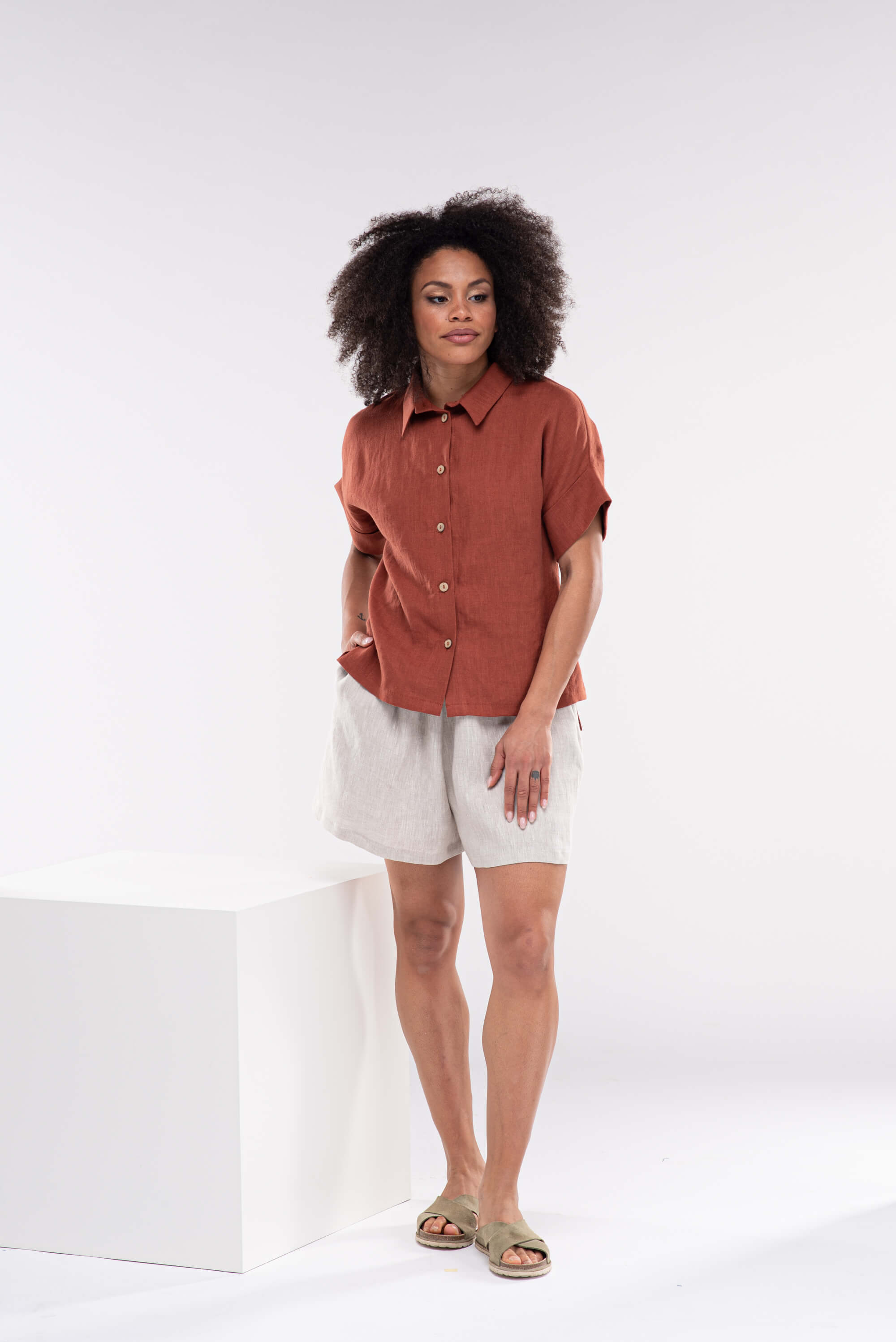Linen Shirt LILY in Red Soil