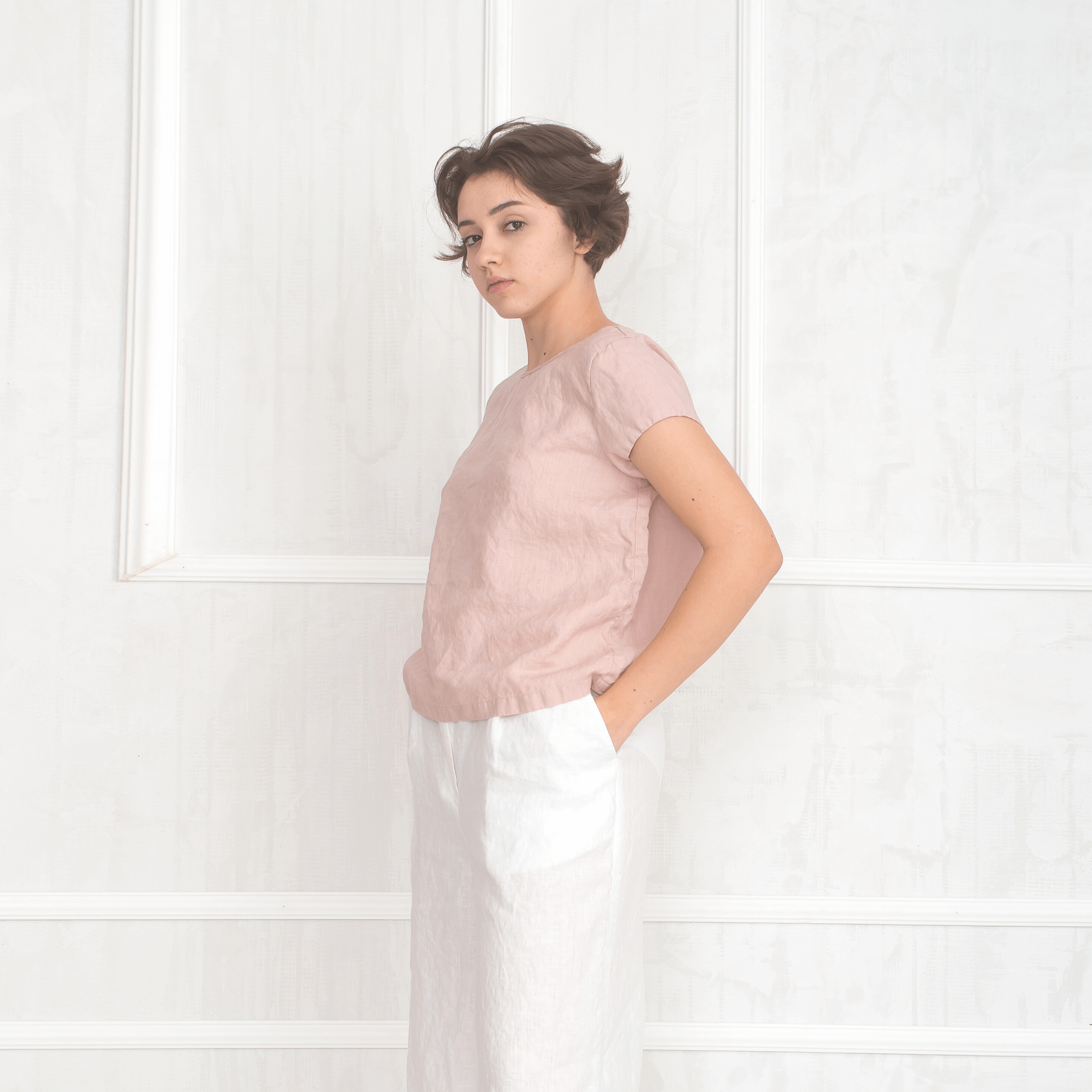 Linen Top MARION in Ashes of Rose